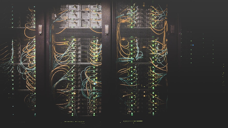 Rows of servers in a modern data center